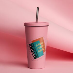 Insulated tumbler with a straw